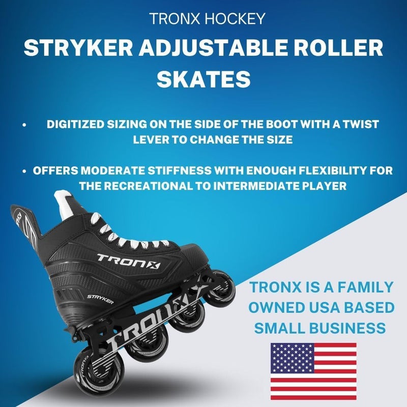 TronX Stryker Adjustable Senior Intermediate Junior Youth Roller Inline Hockey Skates - Image 3